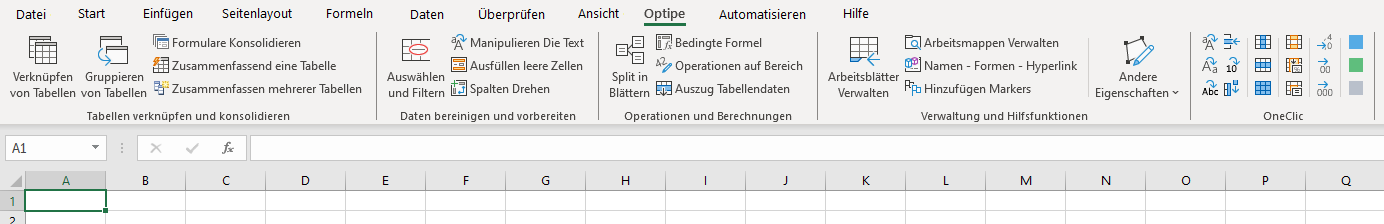 Optipe Data Tools Suite Menü Optipe Menü