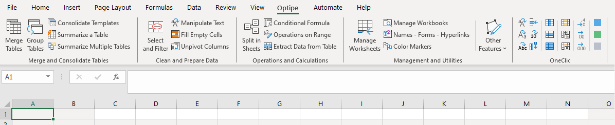 Optipe Data Tools Suite Menu Optipe Menu