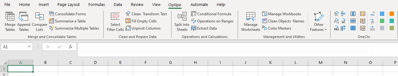 Optipe Data Tools Suite Menu Optipe Menu