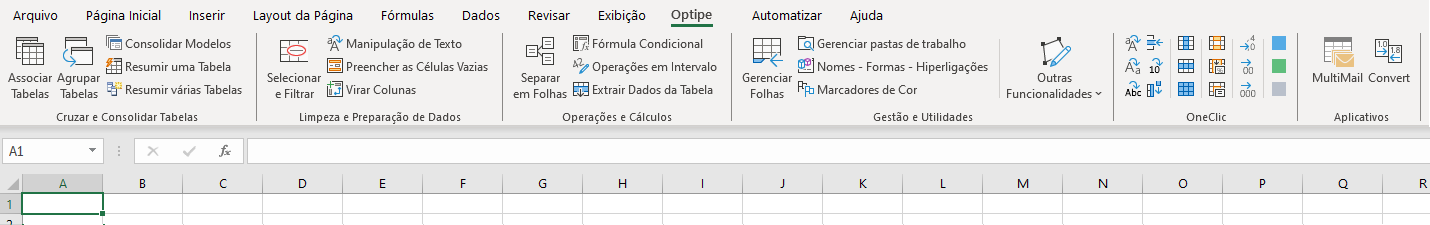 Cinta Optipe Faixa de opções do Optipe no Microsoft Excel: ferramentas para manipular e limpar dados em tabelas